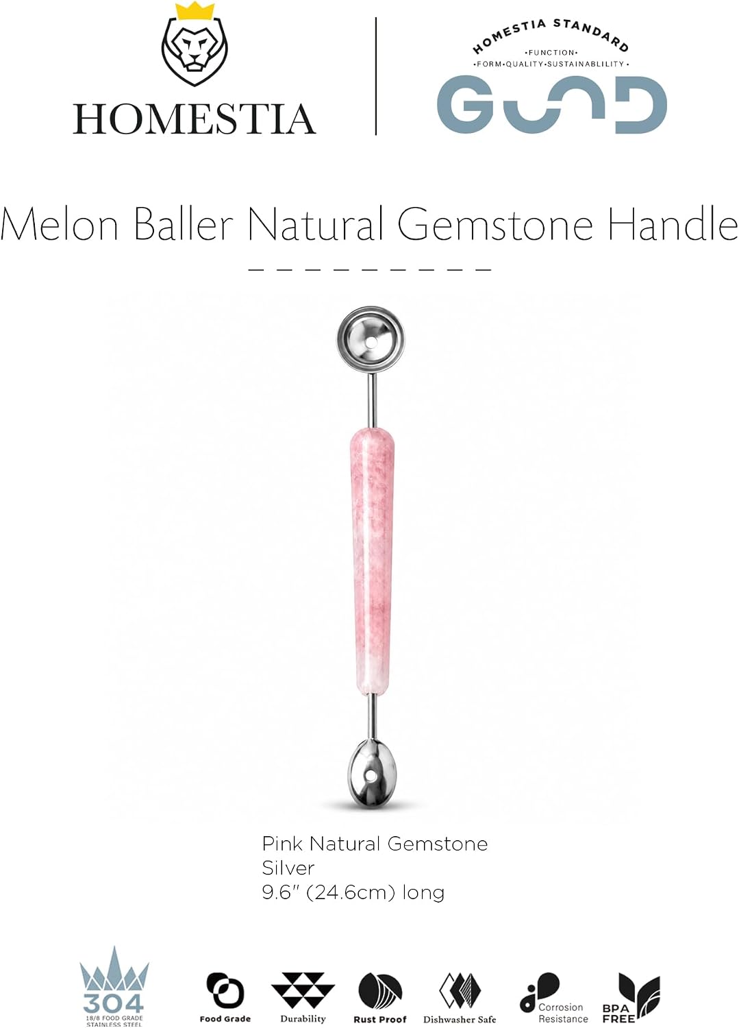 Melon Baller, 2 in 1 Stainless Steel Scoop for Fruits, Sorbet