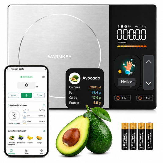 Smart Nutrition Food Scale with App, Color TFT Display for Calorie & Macro Tracking, Tracks 24 Nutrients, 1g/0.1oz Precision, 11lb/5kg Digital Kitchen Scale for Weight Loss, Keto & Meal Prep