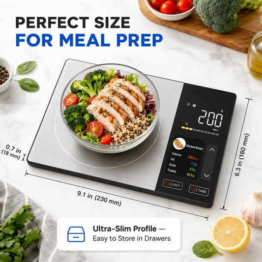 Smart Nutrition Food Scale with App, Color TFT Display for Calorie & Macro Tracking, Tracks 24 Nutrients, 1g/0.1oz Precision, 11lb/5kg Digital Kitchen Scale for Weight Loss, Keto & Meal Prep