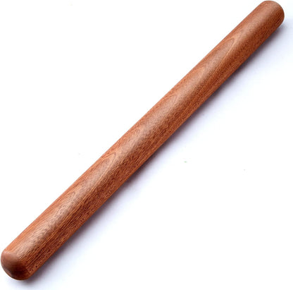 French Rolling Pin, 17.7 Inches Wood Rolling Pin for Baking Extra Long Thickened, Classic Wooden Dough Roller for Fondant Pizza Pie Crust Cookie Pastry, Essential Kitchen Utensil, Brown