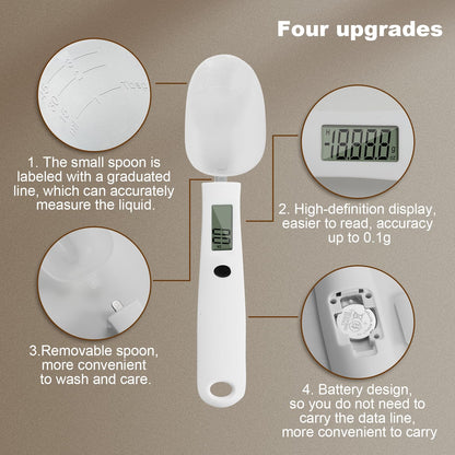 Digital Measuring Spoon Scale,300G/0.1G Gram Scale | High Precision Electronic Food Scale for Kitchen Gadgets and Daily Meals,Home Cooks Bakers Chefs,Pet Dog Cat Ower,Battery