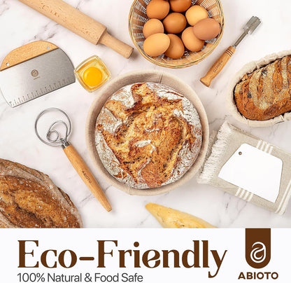 Sourdough Bread Baking Kit - with 10" Round & 11" Oval Rattan Banneton Proofing Baskets, Liners, Bread Lame, Danish Whisk & Scrapers for Home Bakers