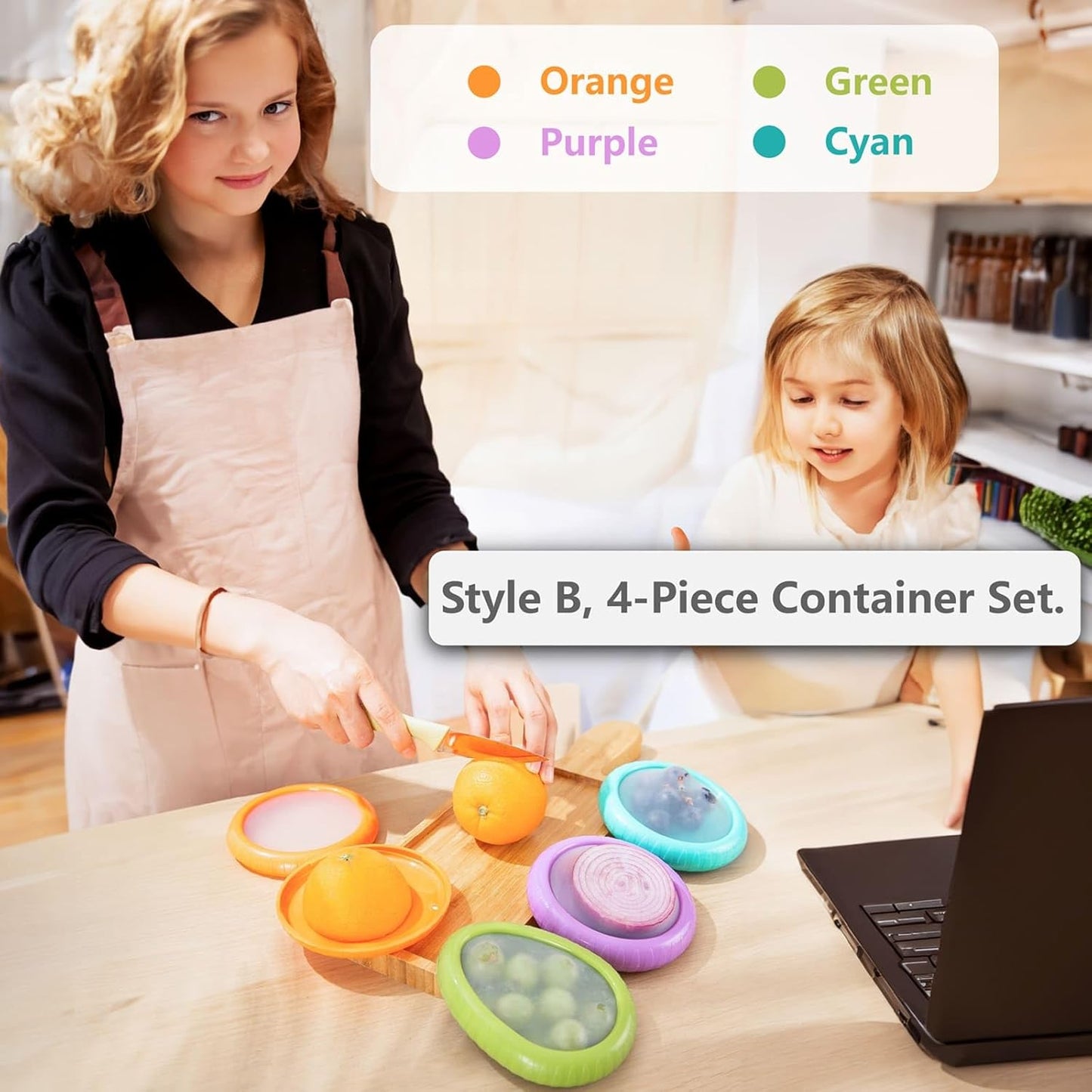 SOOPLEU Avocado Saver & Onion Storage, 4Pcs Silicone Fresh Produce Holder | Keep avocados fresh! 4Pcs silicone holder for tomato, lemons, garlic & produce. Ideal fridge fruit vegetable containers.