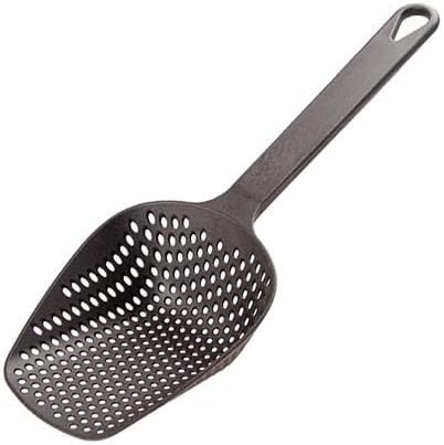 Solid Food grade silicone Spider Skimmer Ladle for Cooking and Frying, Kitchen Utensils Wire Pasta Strainer Spoon with Handle for Kitchen Frying Food, Pasta, Spaghetti, 4.8 Inch