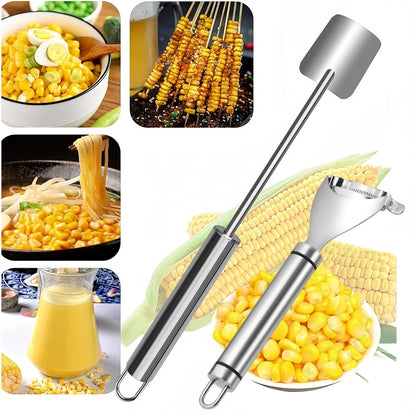 2 Pack Corn Peeler for Corn on the Cob, Cob Stripper and Kernel Remover | Stainless steel blade for fresh or cooked cobs, clean stripping with less mess for BBQ, salads and meal prep