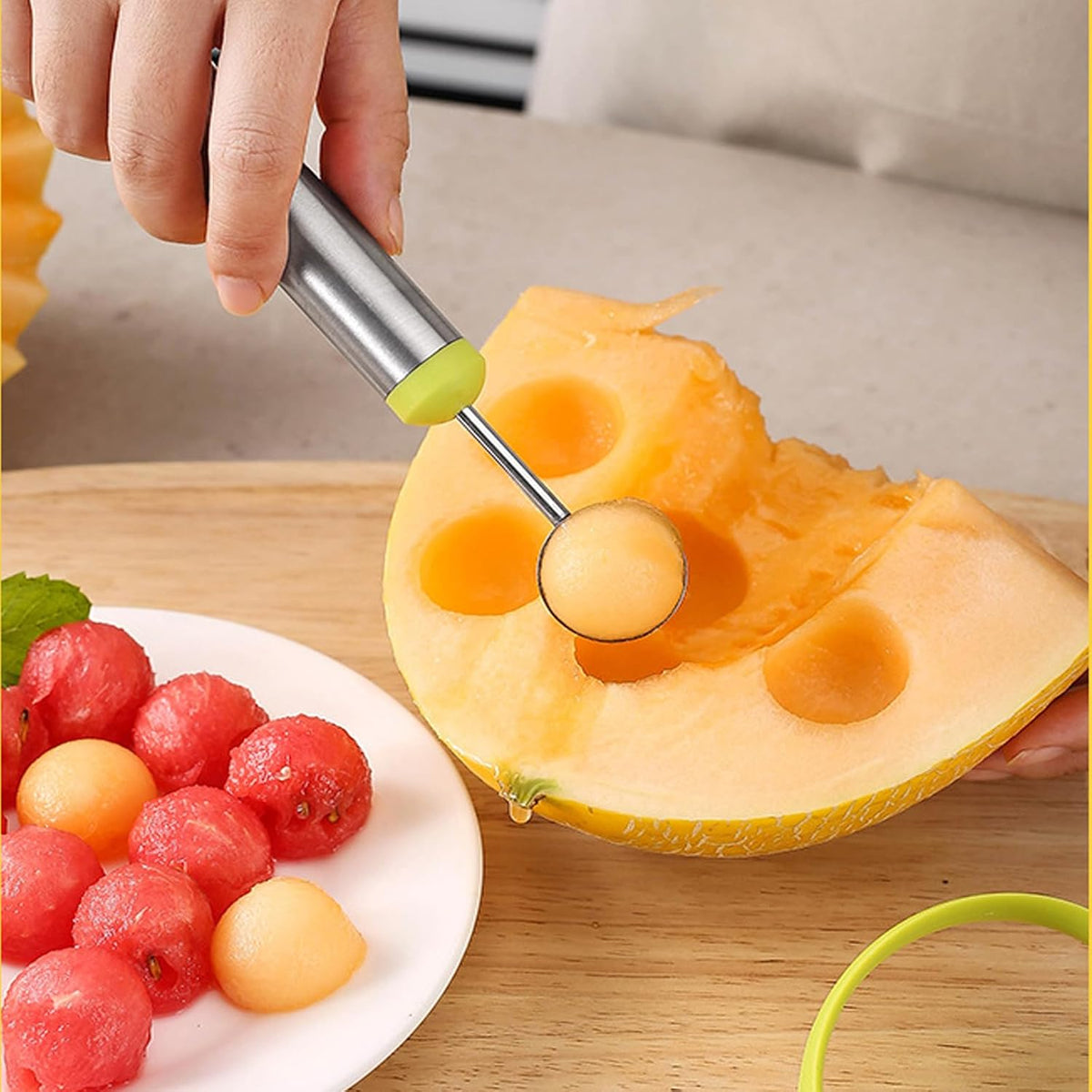 9PCS Fruit Scooper Cutter Shapes Seed Remover Set, Fruit Slicers for Apple Slicer, Avocado Watermelon Cutter, Kiwifruit Scooper, 304 Stainless Steel