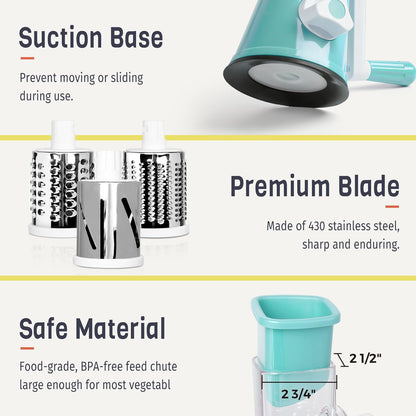 Rotary Cheese Grater, Blue, for Kitchen