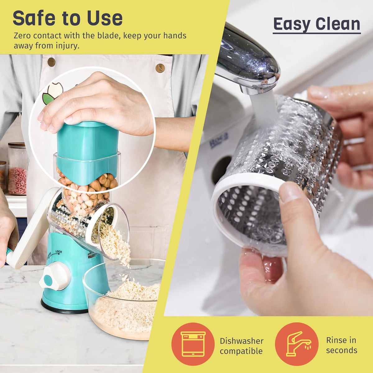 Rotary Cheese Grater, Blue, for Kitchen