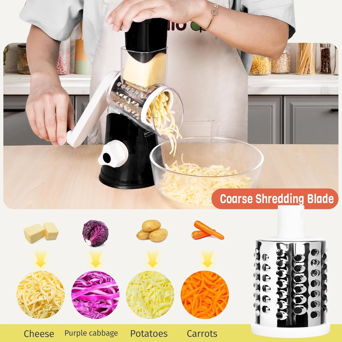 Rotary Cheese Grater, Blue, for Kitchen