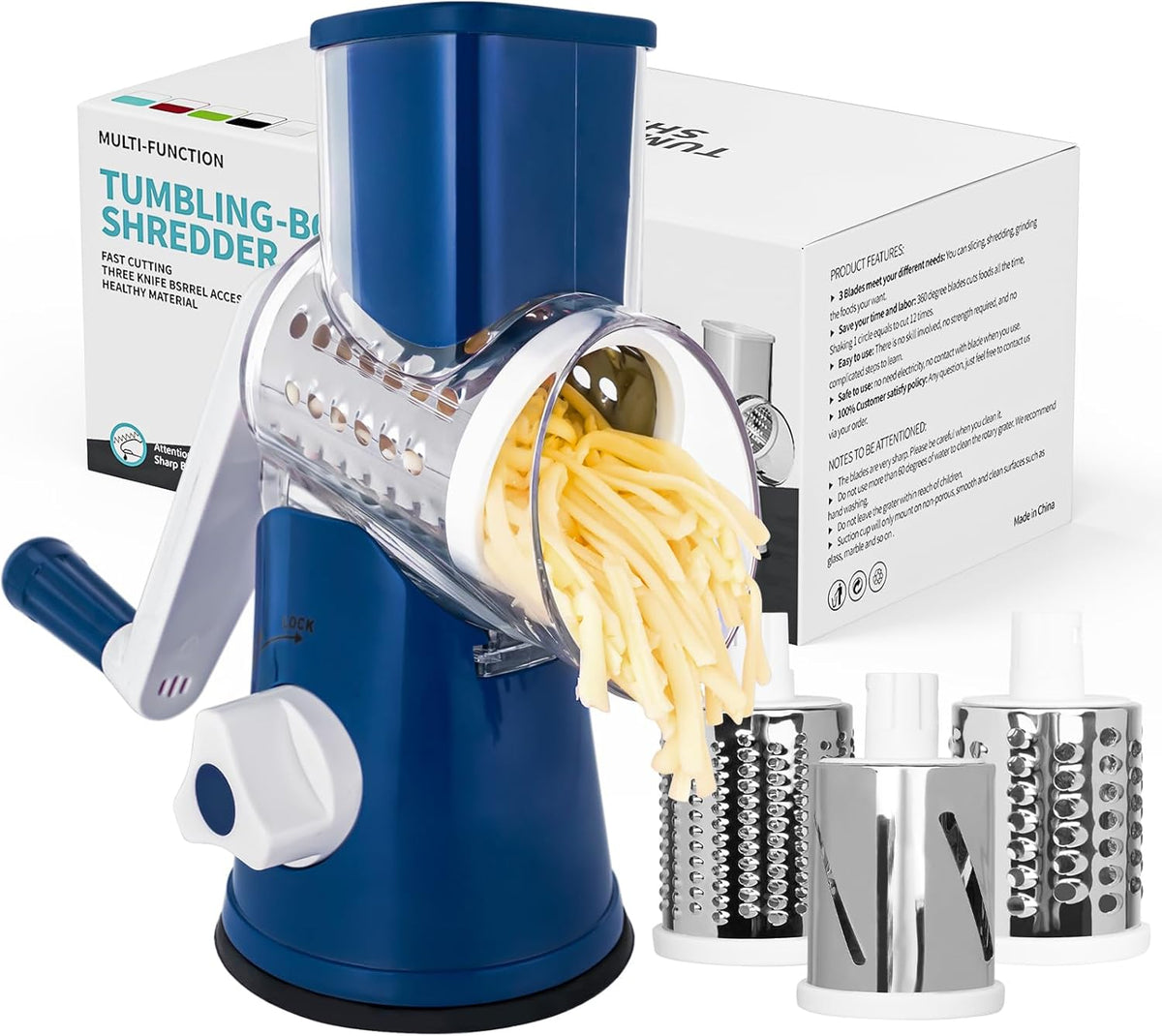 Rotary Cheese Grater, Blue, for Kitchen