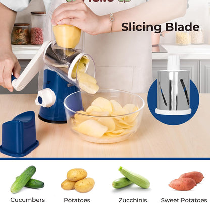 Rotary Cheese Grater, Blue, for Kitchen