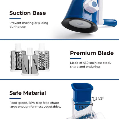 Rotary Cheese Grater, Blue, for Kitchen