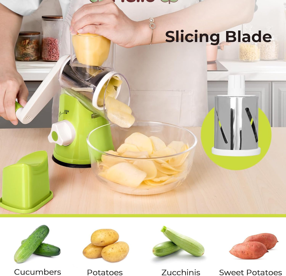 Rotary Cheese Grater, Blue, for Kitchen