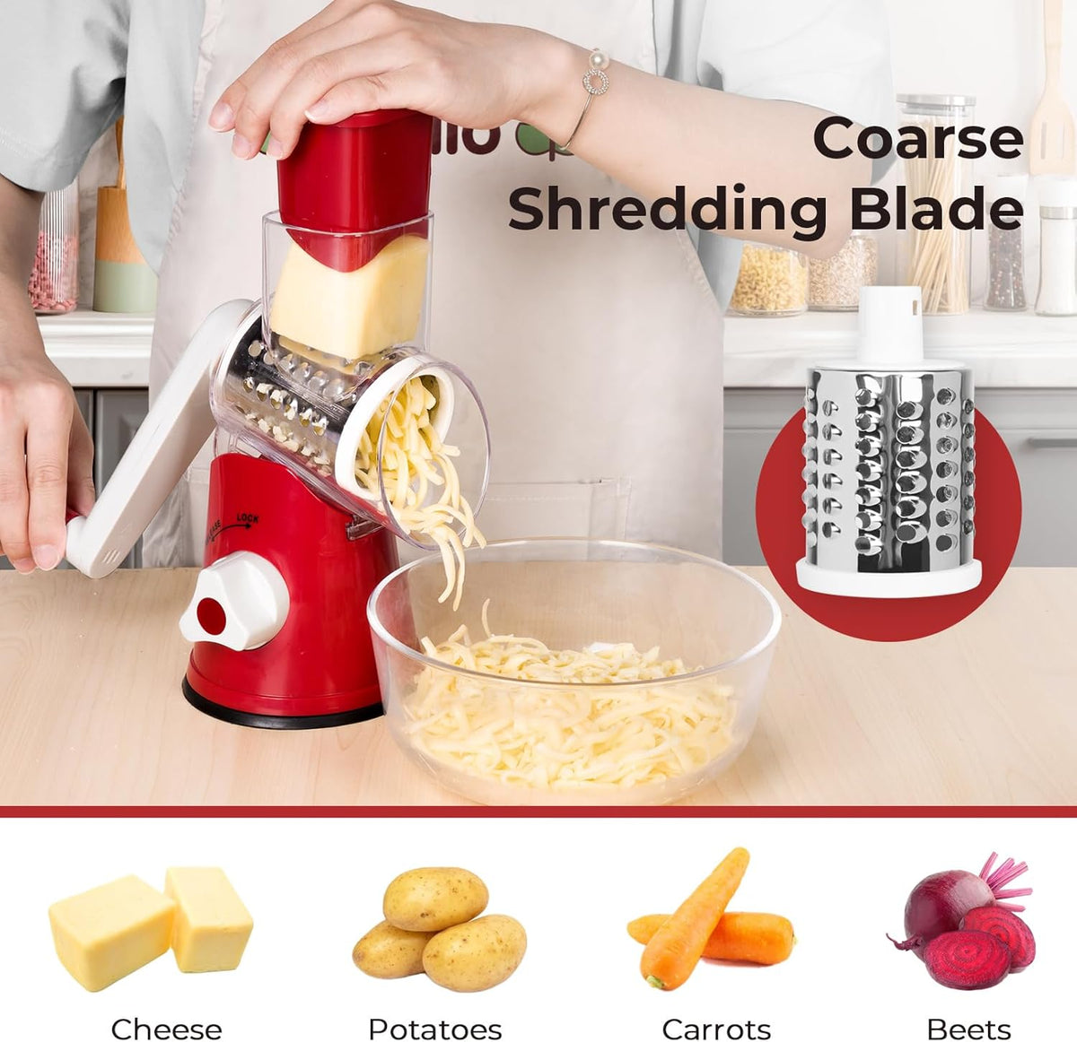 Rotary Cheese Grater, Blue, for Kitchen