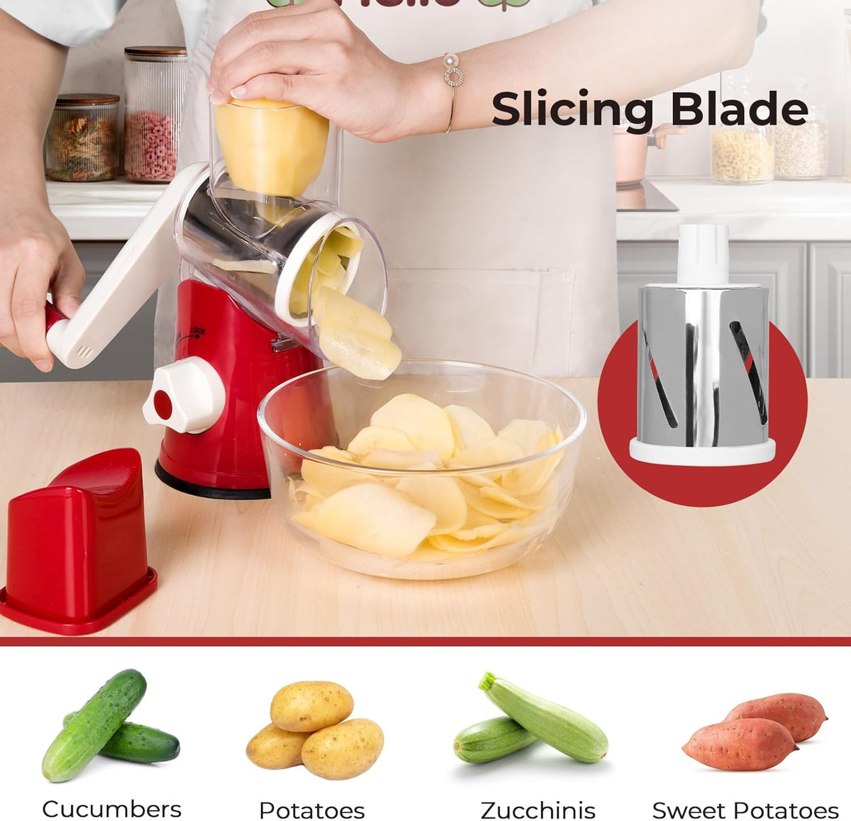 Rotary Cheese Grater, Blue, for Kitchen