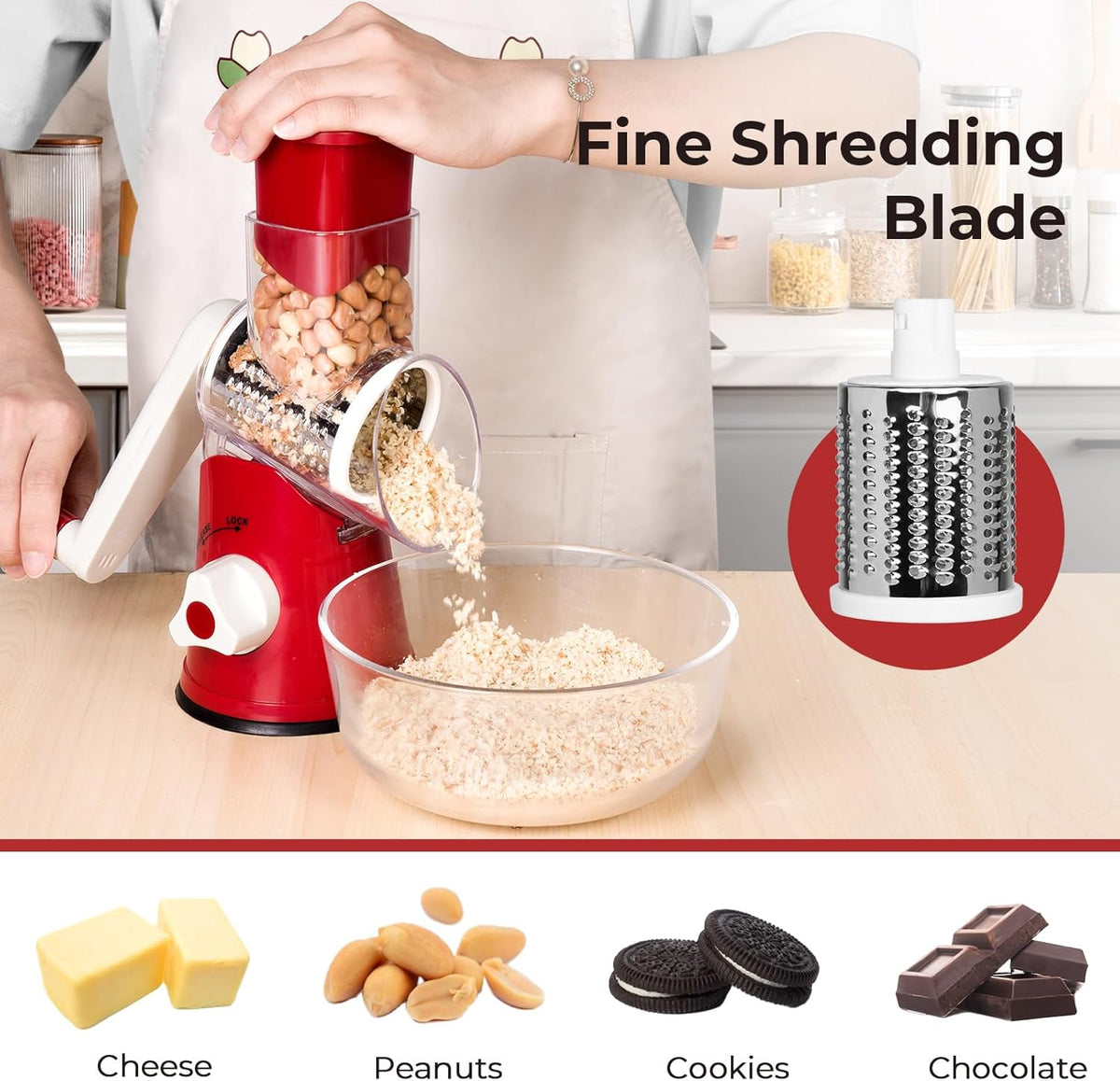 Rotary Cheese Grater, Blue, for Kitchen