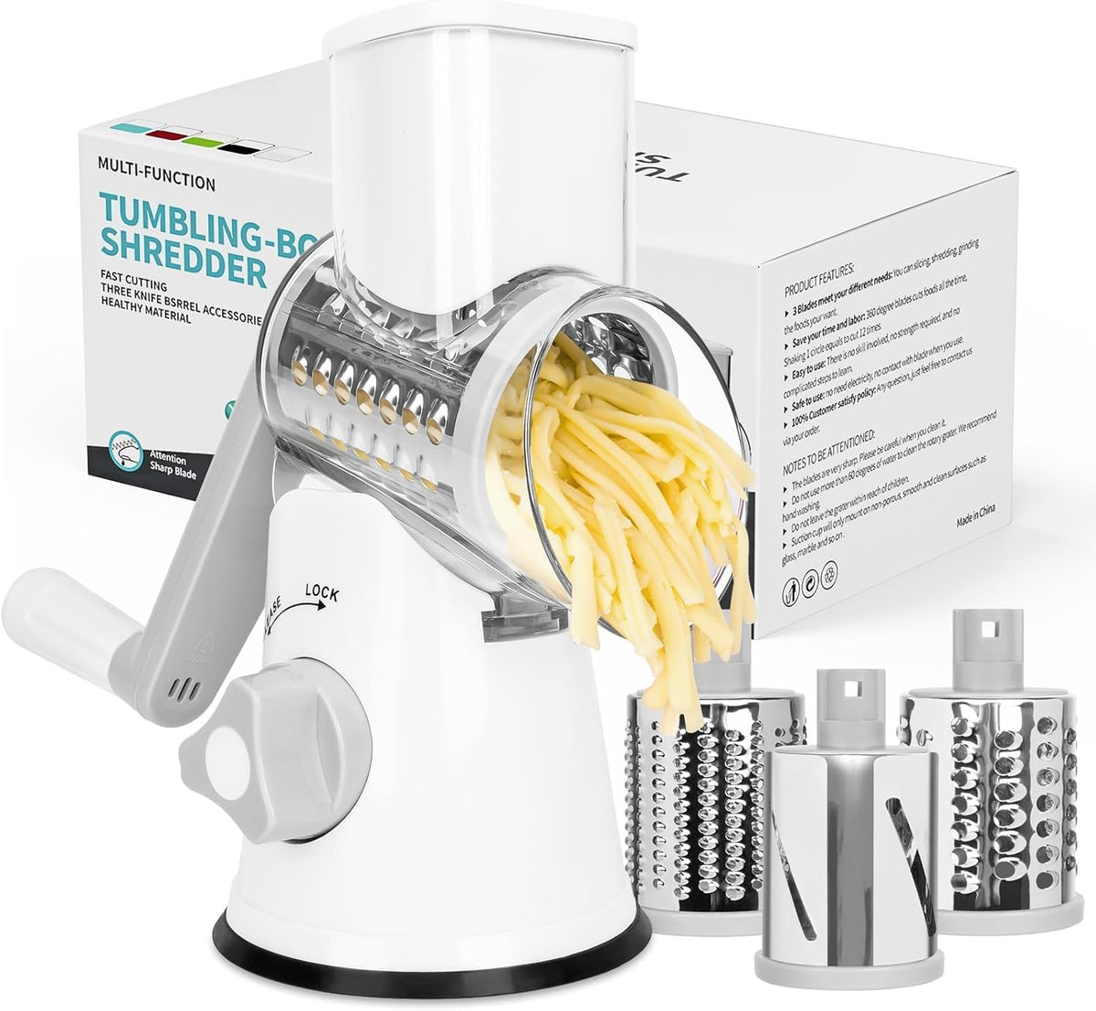 Rotary Cheese Grater, Blue, for Kitchen