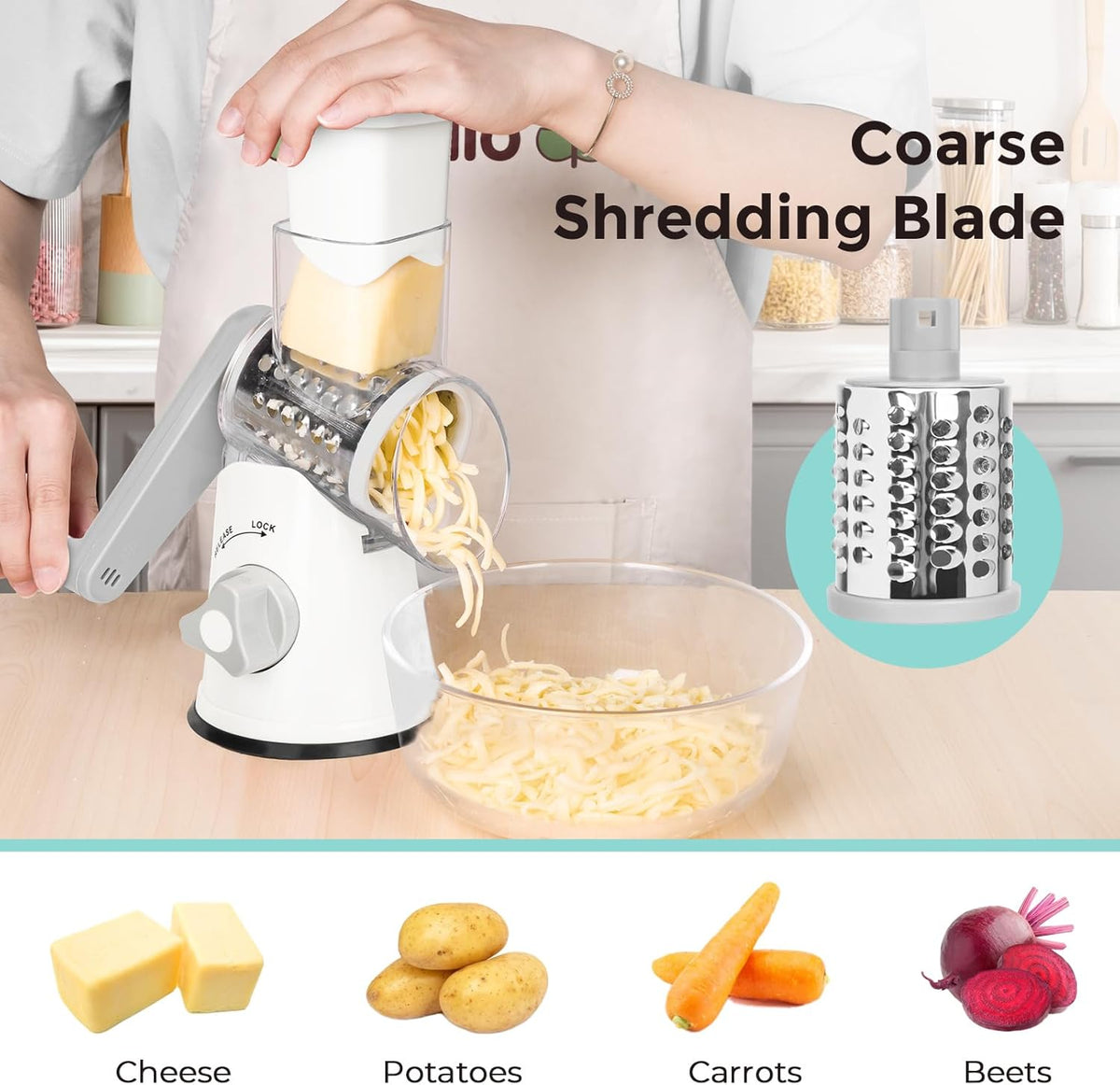 Rotary Cheese Grater, Blue, for Kitchen