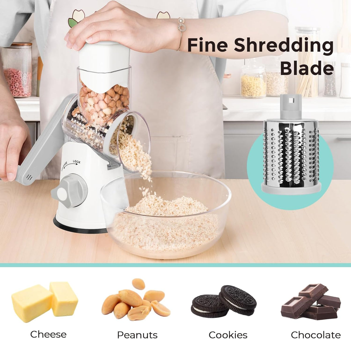 Rotary Cheese Grater, Blue, for Kitchen