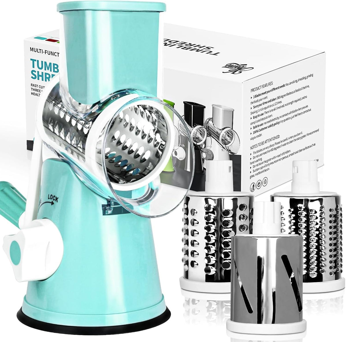 Rotary Cheese Grater, Blue, for Kitchen
