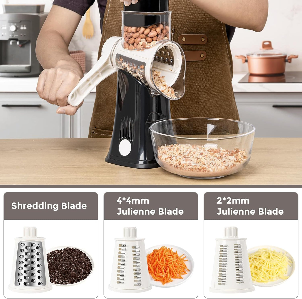 Rotary Cheese Grater, Blue, for Kitchen