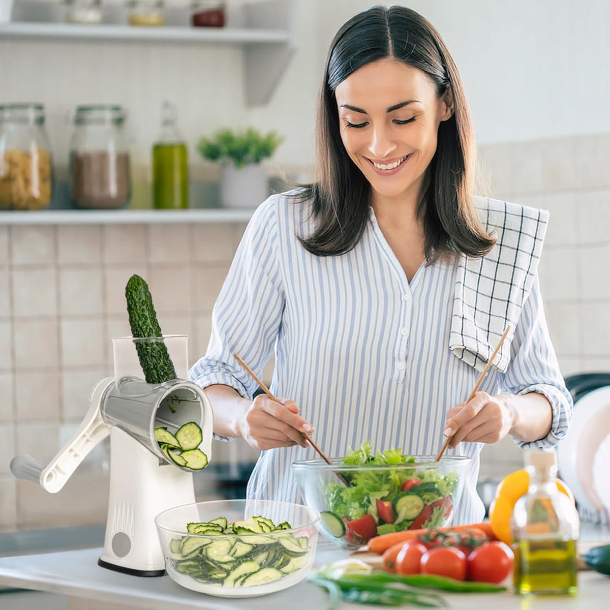 Rotary Cheese Grater, Blue, for Kitchen