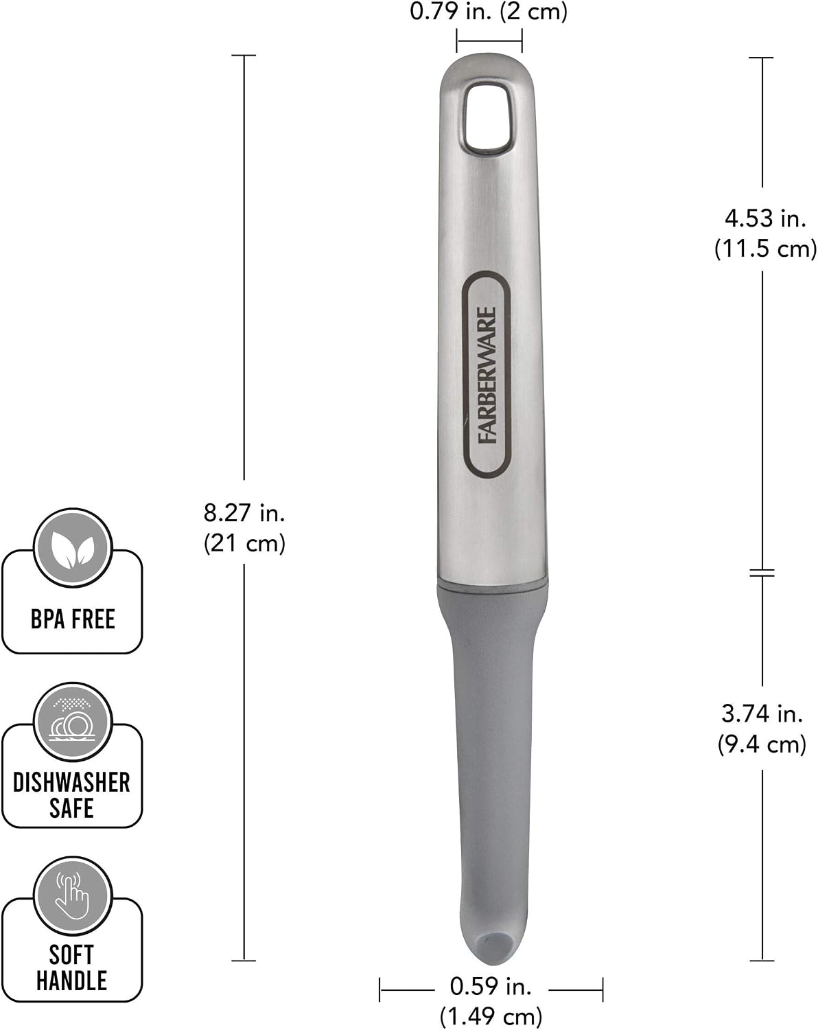 Pro Stainless Steel Manual Can Opener with Soft Ergonomic Handles and Integrated Bottle Opener, Dishwasher Safe, Contemporary Gray, 7.25 Inches