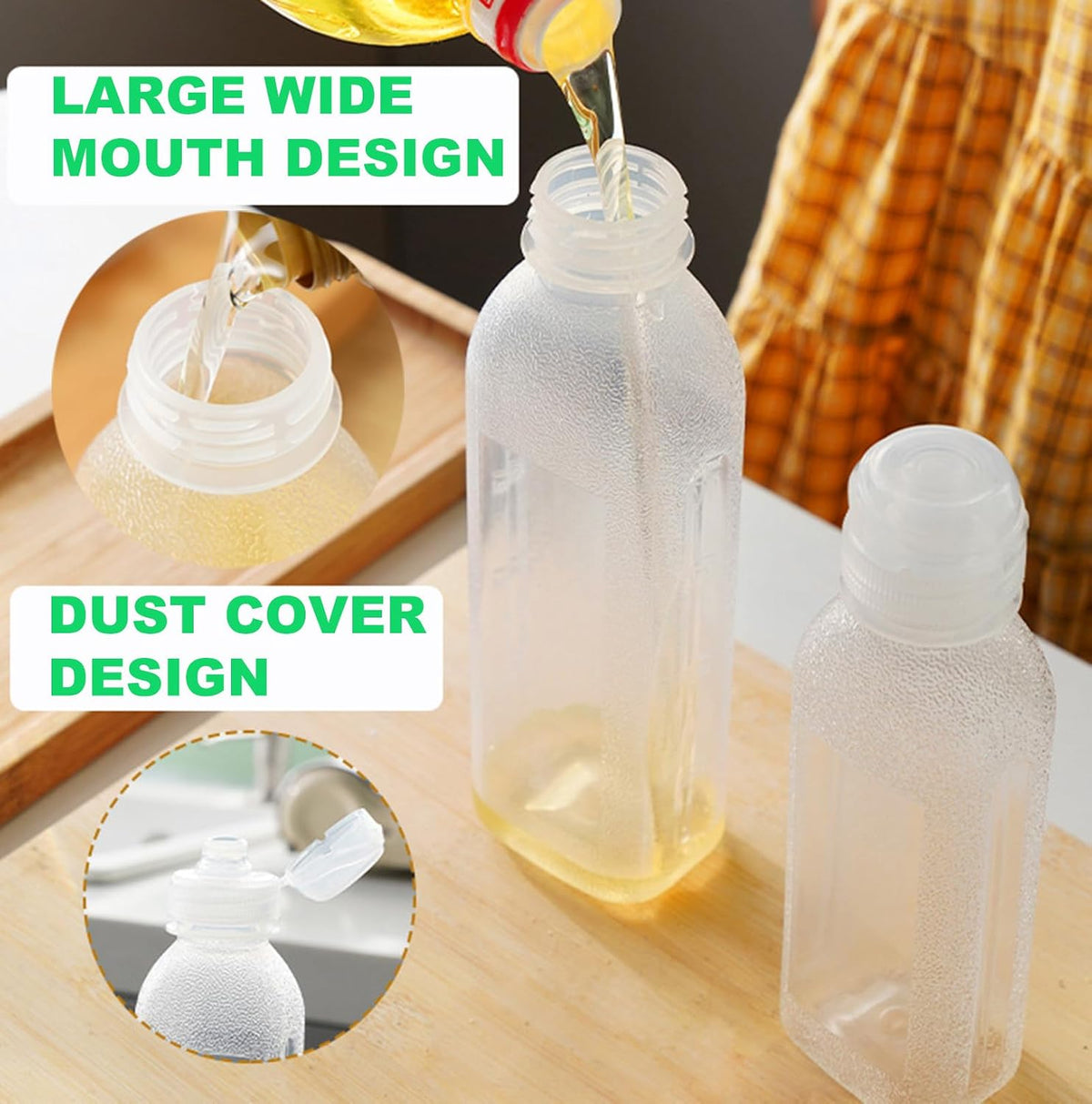 Condiment Squeeze Bottles,6 Pack Squeeze Bottles for Sauces, Ketchup Salad Dressing Container, 17oz Plastic Bottles with Squeeze Top for Liquids, BBQ Sauce, Oil