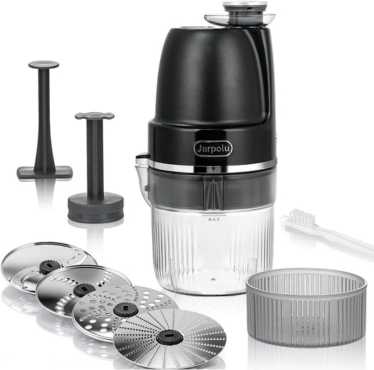 4-Discs Electric Grater, Potato Masher for Creamy Puree, 200W | Home Kitchen Vegetables Chopper, Suitable for Homemade Hash Brown, Spices Veggies Fruits Nuts Biscuits, Black