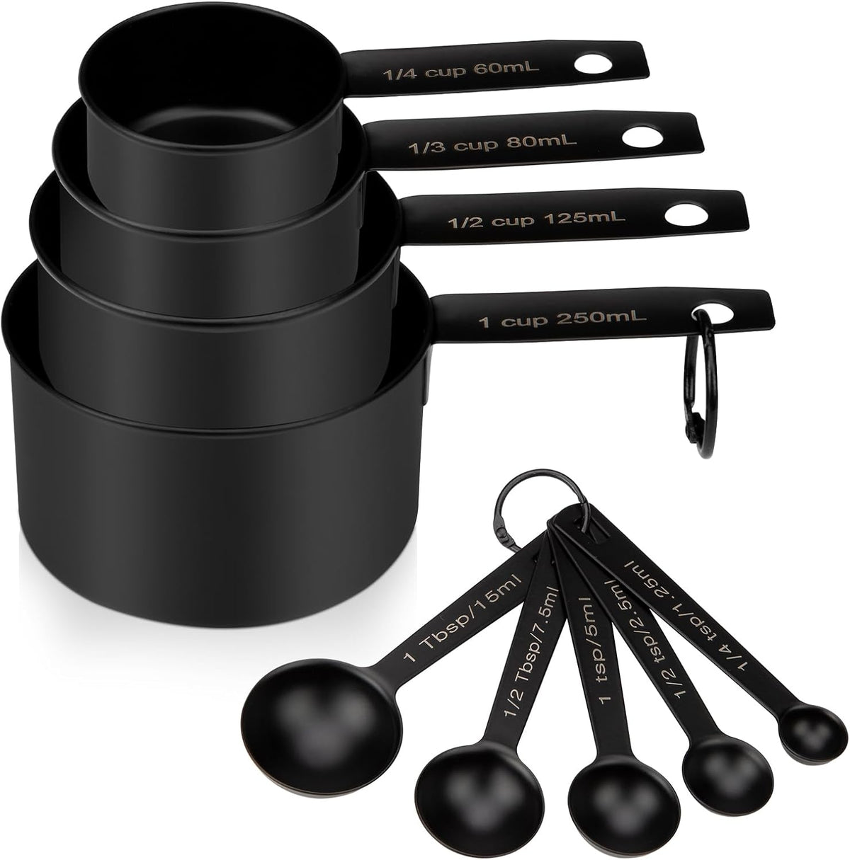 Measuring Cups and Spoons Set of 9, Stainless Steel Measuring cup for Cooking and Baking, Measuring spoons for Dry and Liquid Ingredients (Pink)