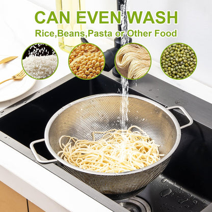 Colander Stainless Steel 3-Quart, Strainer Kitchen, Dishwasher Safe