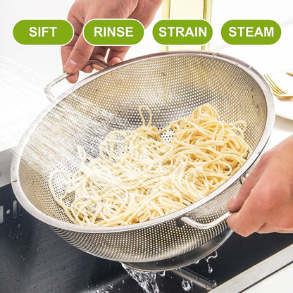 Colander Stainless Steel 3-Quart, Strainer Kitchen, Dishwasher Safe