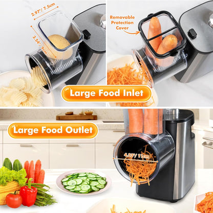 6-In-1 Electric Cheese Grater Rotary Vegetable Shredder Slicer 250W