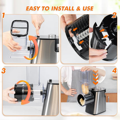 6-In-1 Electric Cheese Grater Rotary Vegetable Shredder Slicer 250W