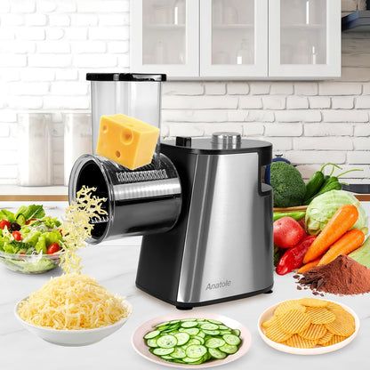 6-In-1 Electric Cheese Grater Rotary Vegetable Shredder Slicer 250W