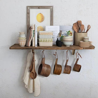 6pcs Measuring Spoons Set, Natural Acacia Wood, Tablespoon Teaspoon | 1/8 tsp, 1/4 tsp, 1/2 tsp, 1 tsp, 1/2 tbsp & 1 tbsp, Rustic Measuring Spoons, Measuring Dry Ingredients