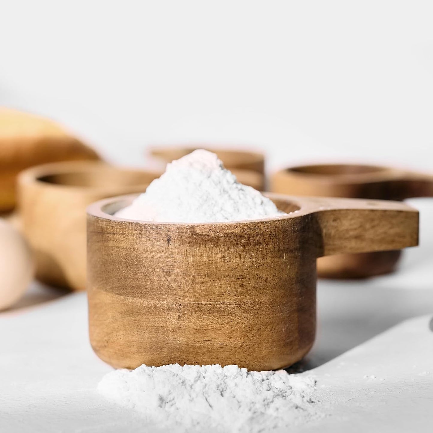 6pcs Measuring Spoons Set, Natural Acacia Wood, Tablespoon Teaspoon | 1/8 tsp, 1/4 tsp, 1/2 tsp, 1 tsp, 1/2 tbsp & 1 tbsp, Rustic Measuring Spoons, Measuring Dry Ingredients