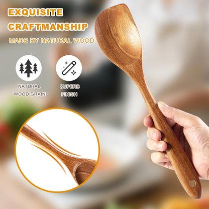2 Pack Wooden Spurtle for Sourdough Starter, Mixing, Reaching Bottom of Jar, Dough Whisk, Long Handle Jar Spatula, Spurtles Kitchen Tools Teak Wood Kitchen Utensils kit for Baking, Cooking