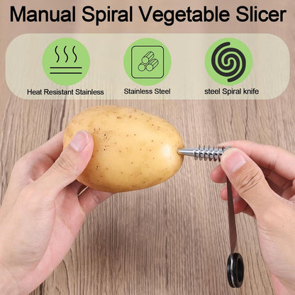 3pcs Spiral Cutter Knives, Stainless Steel Durable Manual Spiral Screw Slicer Practical Kitchen Gadgets Suitable for Fruits Potatoes Cucumbers Carrots