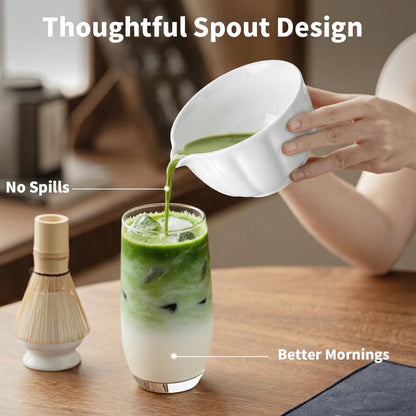 8 Pcs Matcha Whisk Set - Matcha Set with Ceramic Bowl, Bamboo Whisk & Holder, Scoop, Sifter, Measuring Spoon, Scoop Rest & Tea Towel, Complete Gift Kit for Beginners & Tea Lovers