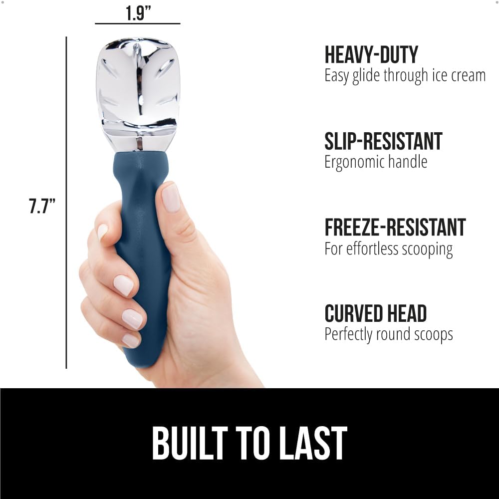 ® Heavy Duty Ice Cream Scoop, BPA-Free, Dishwasher Safe, Comfortable Zinc Alloy Handle, Professional Scooper for Hard Gelato, Sorbet, Cookie Dough, Melon, Round Cones, Kitchen Tool, Blue