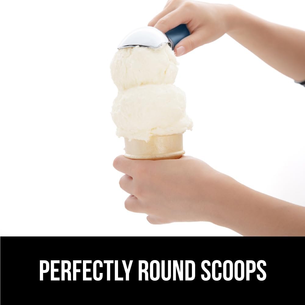 ® Heavy Duty Ice Cream Scoop, BPA-Free, Dishwasher Safe, Comfortable Zinc Alloy Handle, Professional Scooper for Hard Gelato, Sorbet, Cookie Dough, Melon, Round Cones, Kitchen Tool, Blue
