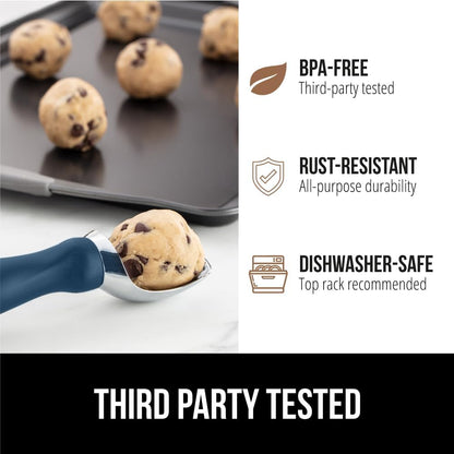 ® Heavy Duty Ice Cream Scoop, BPA-Free, Dishwasher Safe, Comfortable Zinc Alloy Handle, Professional Scooper for Hard Gelato, Sorbet, Cookie Dough, Melon, Round Cones, Kitchen Tool, Blue