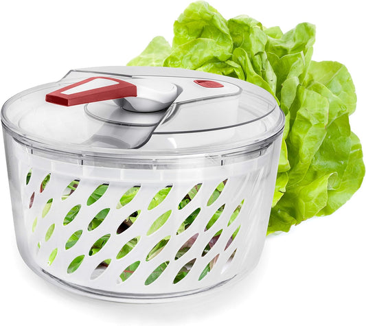 Large Salad Spinner with Lid – Lettuce Washer and Vegetable Dryer – Fruit Cleaner & Serving Bowl – Easy Spin, Quick Brake, BPA-Free