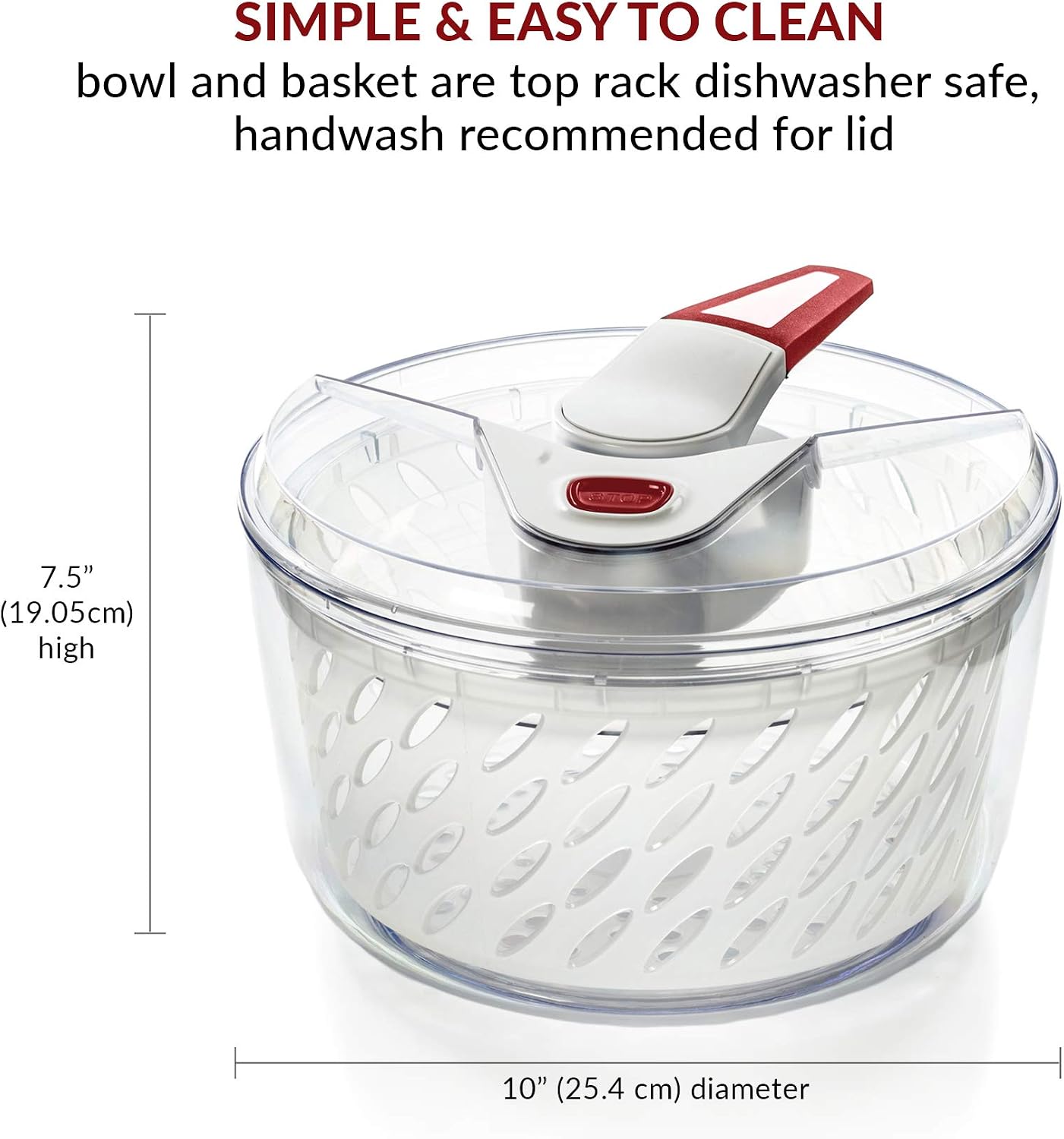 Large Salad Spinner with Lid – Lettuce Washer and Vegetable Dryer – Fruit Cleaner & Serving Bowl – Easy Spin, Quick Brake, BPA-Free