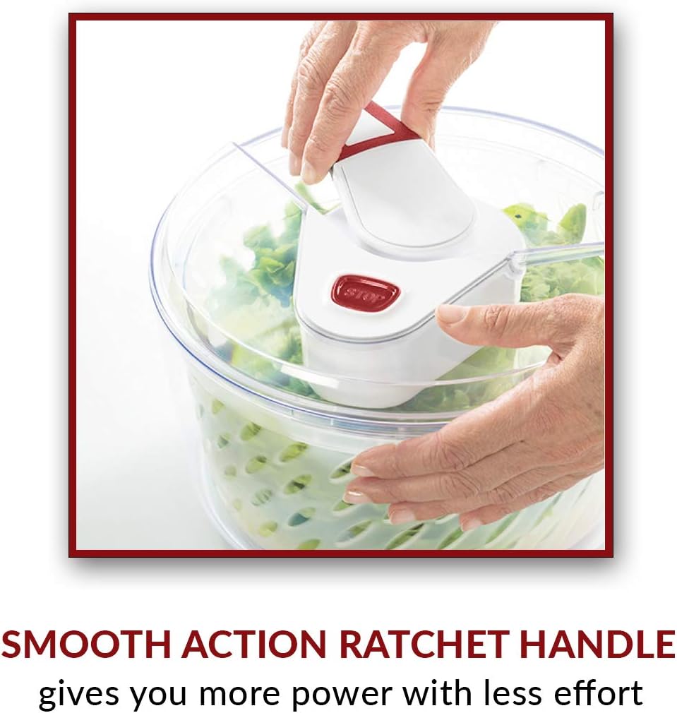 Large Salad Spinner with Lid – Lettuce Washer and Vegetable Dryer – Fruit Cleaner & Serving Bowl – Easy Spin, Quick Brake, BPA-Free