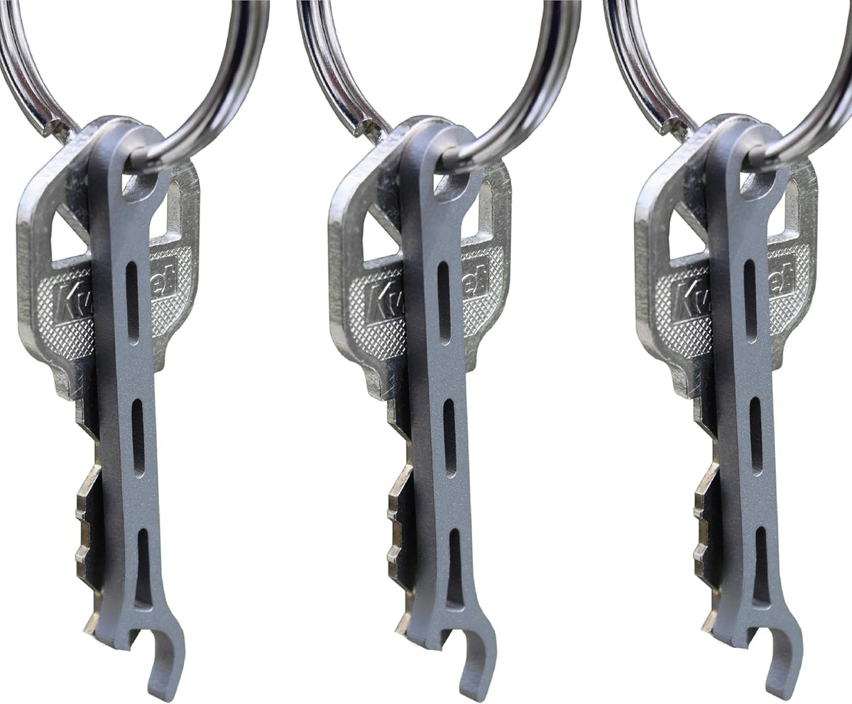 Brew Soldier Bottle Opener - Thin Titanium Bottle Opener with Key Ring - Made in the USA (Sandblasted)