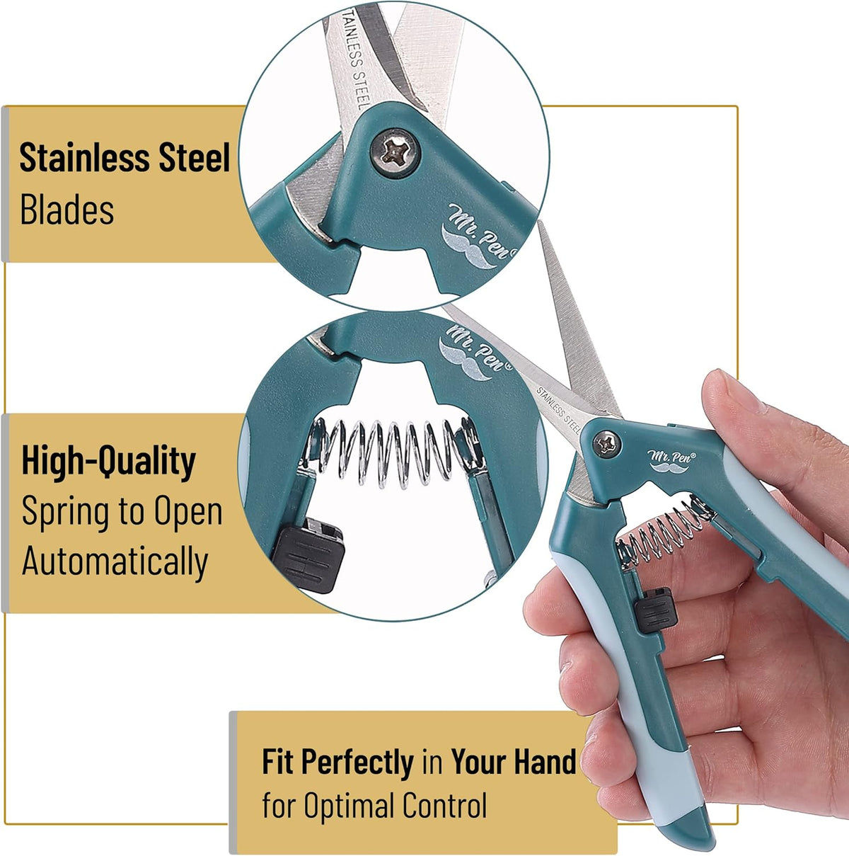 Gardening Scissors, 6.5 Inch | Pruning Shears for Gardening with Straight Stainless Steel Blade, Garden Shears, Garden Clippers Handheld, Plant Shears