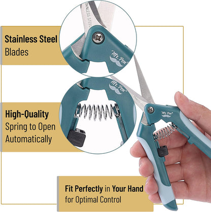 Gardening Scissors, 6.5 Inch | Pruning Shears for Gardening with Straight Stainless Steel Blade, Garden Shears, Garden Clippers Handheld, Plant Shears