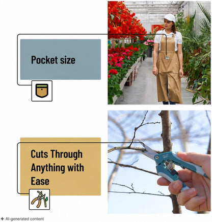Gardening Scissors, 6.5 Inch | Pruning Shears for Gardening with Straight Stainless Steel Blade, Garden Shears, Garden Clippers Handheld, Plant Shears